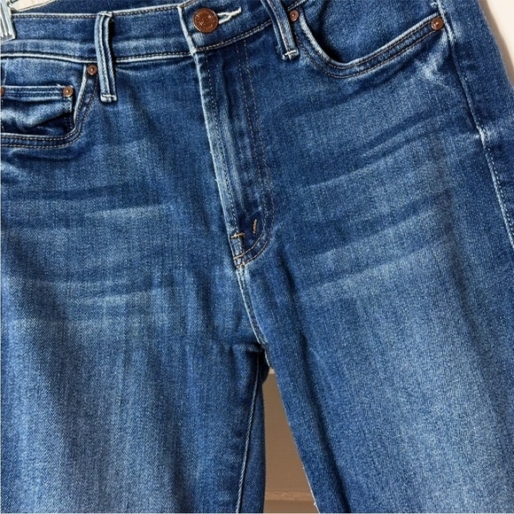 MOTHER High Rise Stretch Denim Ankle Crop Step Fray Hem Bootcut Leg Jeans 25 - Picture 12 of 12